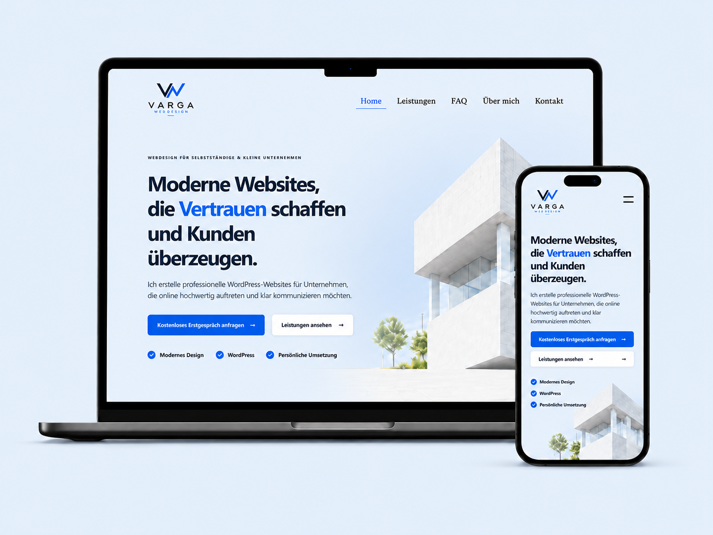 Beispiel für modernes Webdesign aus Jena auf Laptop und Smartphone
